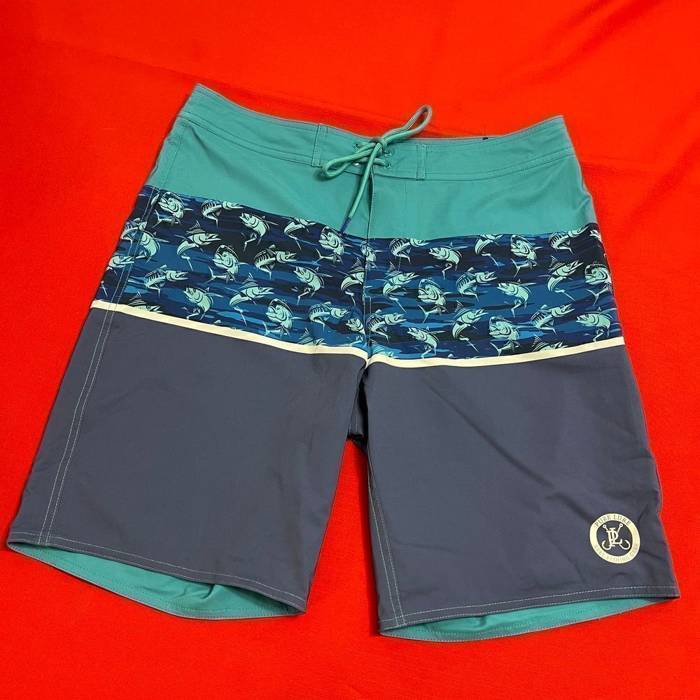 Pure Lure Men’s Blue Marlin Swim Trunks Board Shorts Size 32